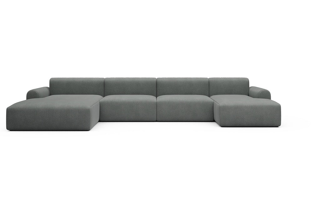 Rund Casual Modular Sofa - Configurations 2 - U4L - 406 x 188 cm - Chaise + 2,5 Seater + Chaise - 440 Satya Steel Grey