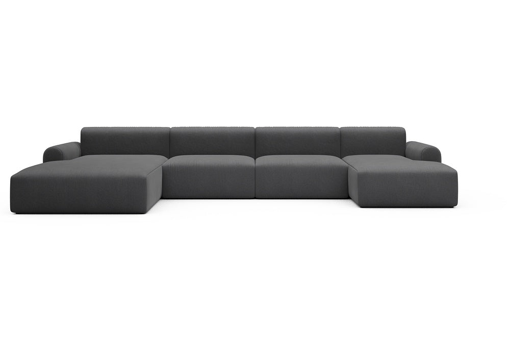 Rund Casual Modular Sofa - Configurations 2 - U4L - 406 x 188 cm - Chaise + 2,5 Seater + Chaise - 441 Satya Warm Zinc