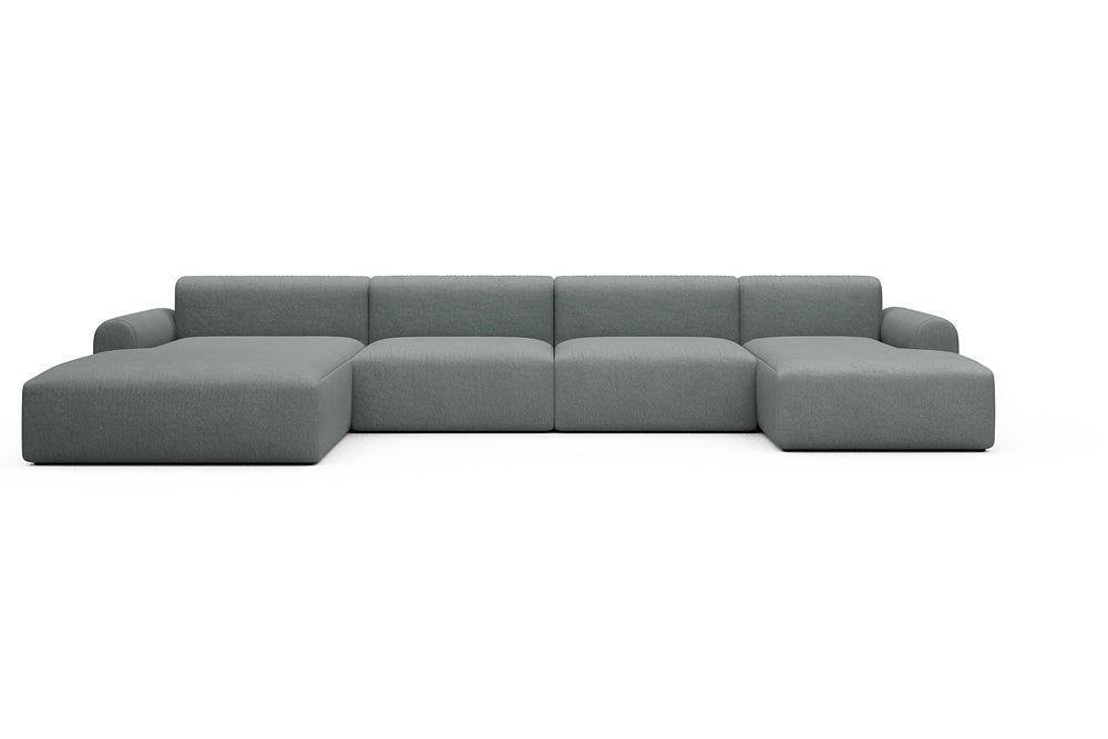Rund Casual Modular Sofa - Configurations 2 - U4L - 406 x 188 cm - Chaise + 2,5 Seater + Chaise - 485 Denari Soft Grey