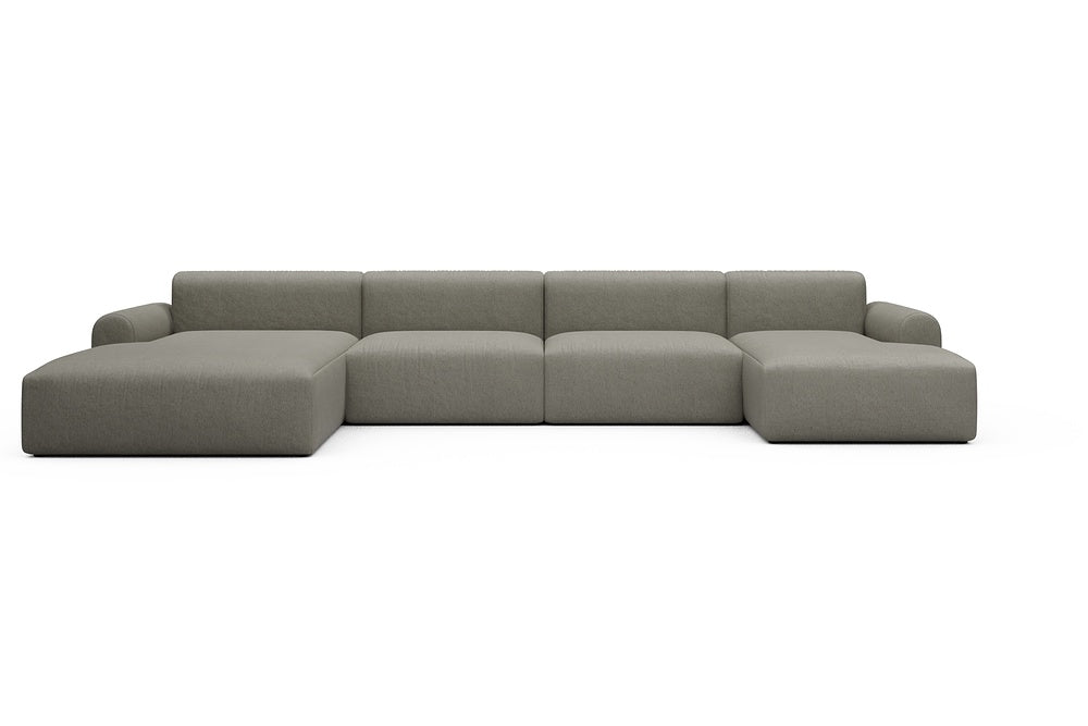Rund Casual Modular Sofa - Configurations 2 - U4L - 406 x 188 cm - Chaise + 2,5 Seater + Chaise - 486 Denari Warm Grey