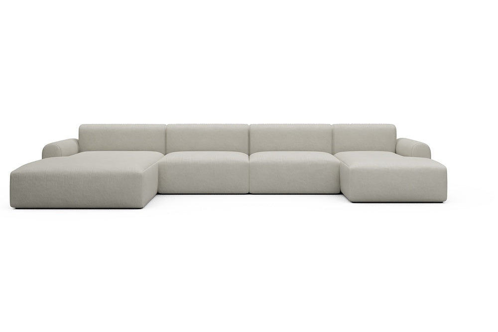 Rund Casual Modular Sofa - Configurations 2 - U4L - 406 x 188 cm - Chaise + 2,5 Seater + Chaise - 487 Denari Clean Beige