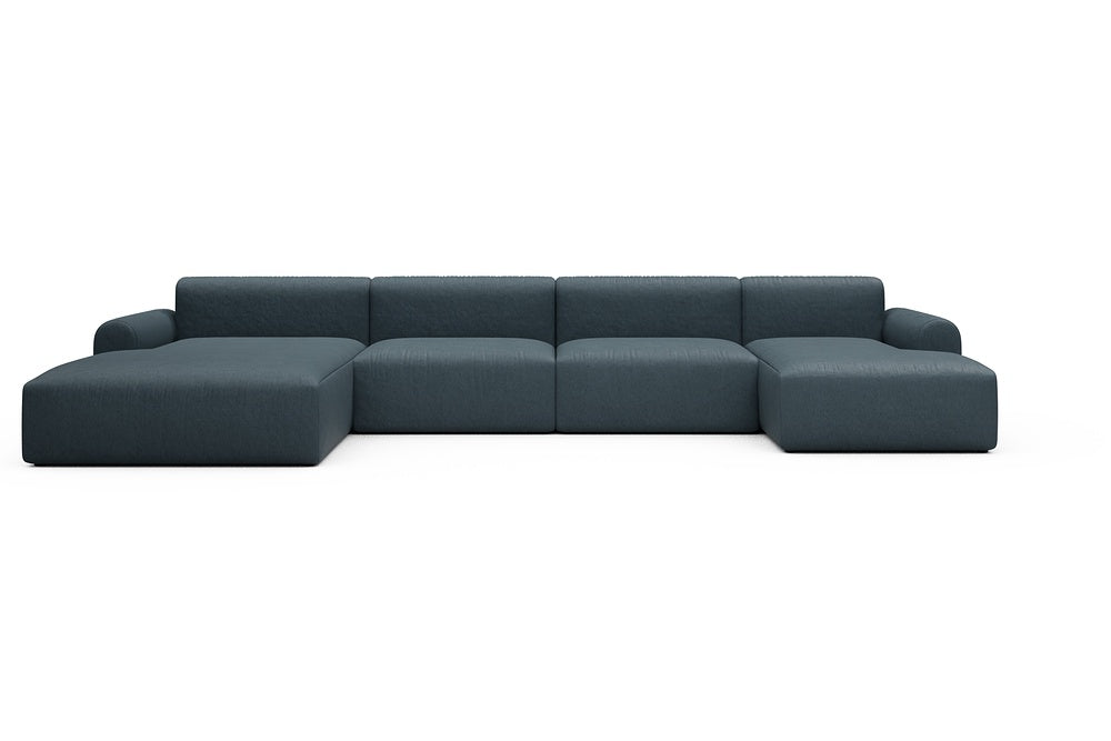 Rund Casual Modular Sofa - Configurations 2 - U4L - 406 x 188 cm - Chaise + 2,5 Seater + Chaise - 489 Denari Royal Blue