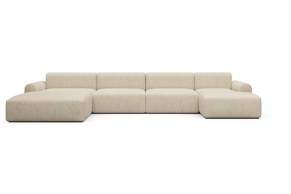 Rund Casual Modular Sofa - Configurations 2 - U4L - 406 x 188 cm - Chaise + 2,5 Seater + Chaise - 496 Casone Natural Beigie
