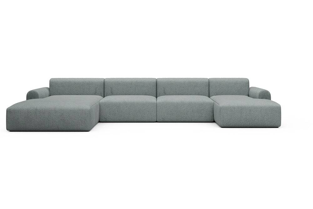 Rund Casual Modular Sofa - Configurations 2 - U4L - 406 x 188 cm - Chaise + 2,5 Seater + Chaise - 499 Casone Light mixed Green