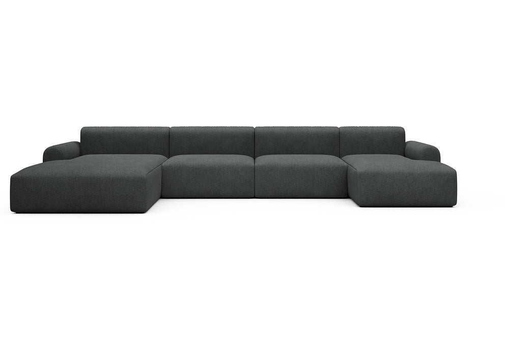 Rund Casual Modular Sofa - Configurations 2 - U4L - 406 x 188 cm - Chaise + 2,5 Seater + Chaise - 529 Bouclé Charcoal
