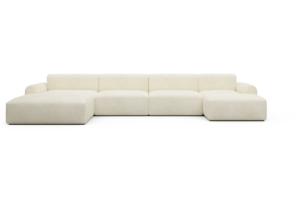 Rund Casual Modular Sofa - Configurations 2 - U4L - 406 x 188 cm - Chaise + 2,5 Seater + Chaise - 531 Bouclé Off White