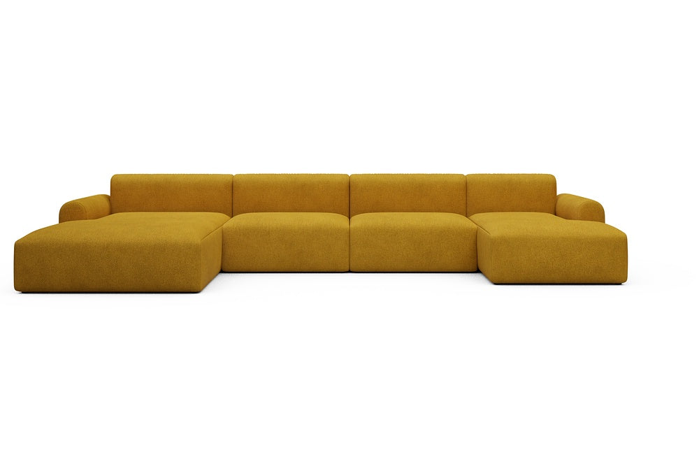 Rund Casual Modular Sofa - Configurations 2 - U4L - 406 x 188 cm - Chaise + 2,5 Seater + Chaise - 536 Bouclé Ochre