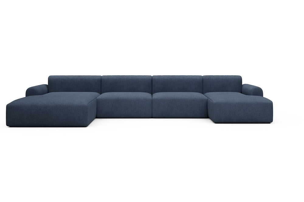 Rund Casual Modular Sofa - Configurations 2 - U4L - 406 x 188 cm - Chaise + 2,5 Seater + Chaise - 537 Bouclé Blue
