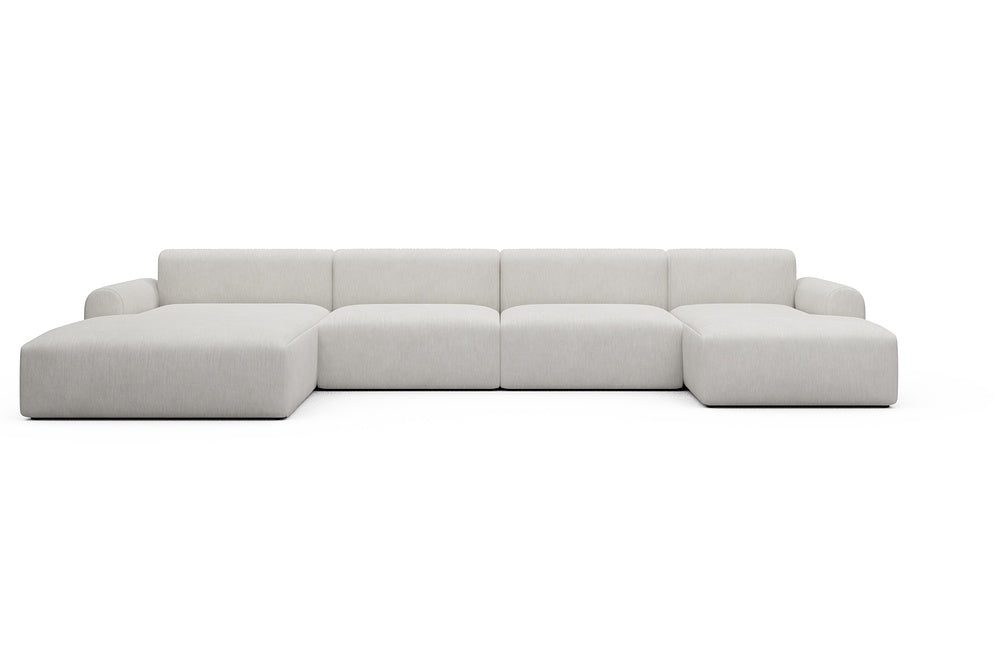 Rund Casual Modular Sofa - Configurations 2 - U4L - 406 x 188 cm - Chaise + 2,5 Seater + Chaise - 574 Vivus Dusty Off White