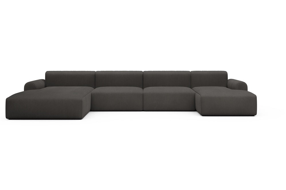 Rund Casual Modular Sofa - Configurations 2 - U4L - 406 x 188 cm - Chaise + 2,5 Seater + Chaise - 597 Corduroy Charcoal