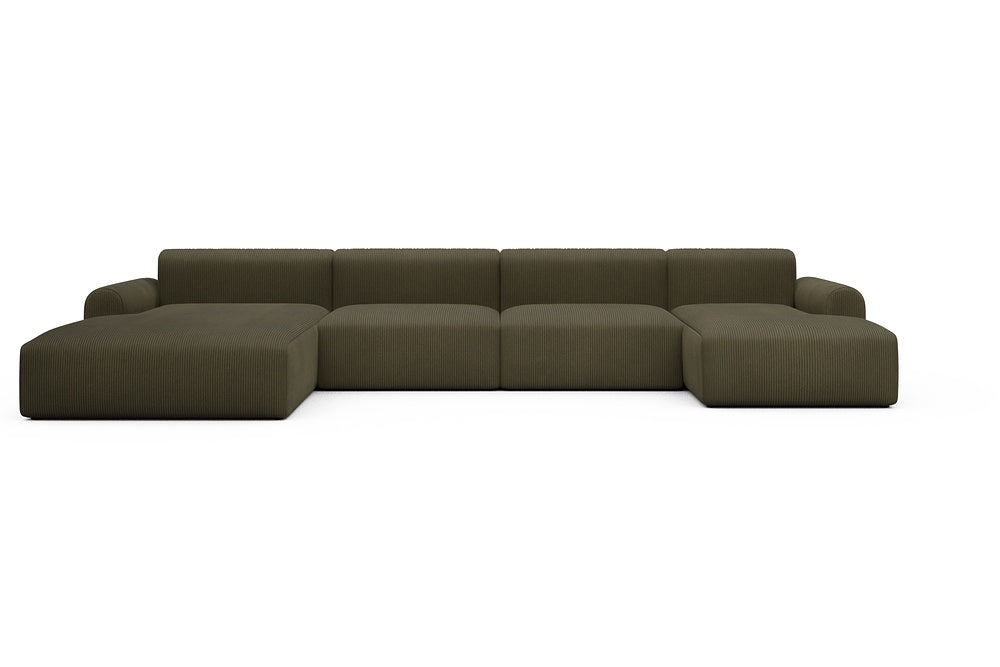 Rund Casual Modular Sofa - Configurations 2 - U4L - 406 x 188 cm - Chaise + 2,5 Seater + Chaise - 599 Corduroy Olive