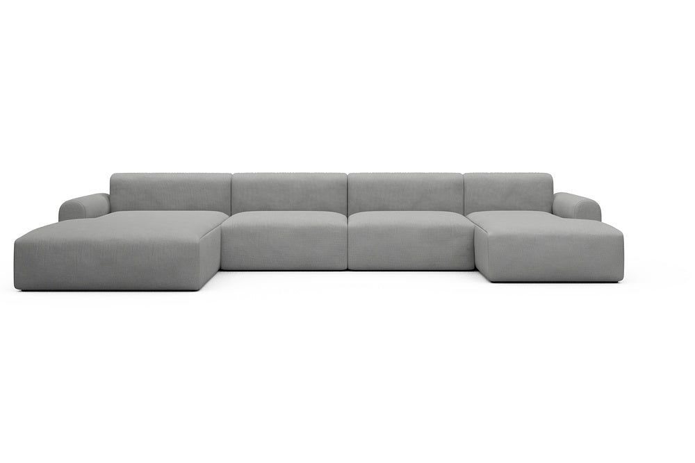 Rund Casual Modular Sofa - Configurations 2 - U4L - 406 x 188 cm - Chaise + 2,5 Seater + Chaise - 764 Cura Sand Grey