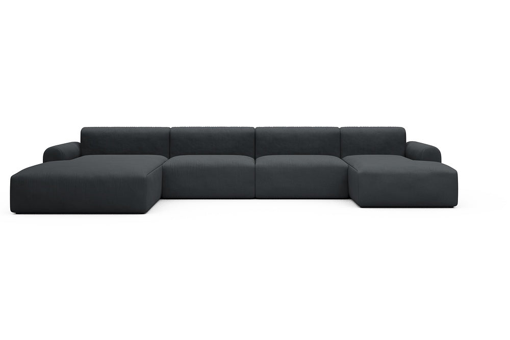 Rund Casual Modular Sofa - Configurations 2 - U4L - 406 x 188 cm - Chaise + 2,5 Seater + Chaise - 766 Cura Anthracite