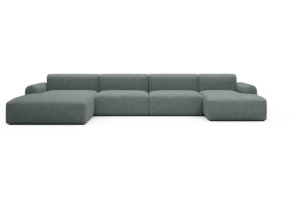 Rund Casual Modular Sofa - Configurations 2 - U4L - 406 x 188 cm - Chaise + 2,5 Seater + Chaise - 770 Carreno Cielo Blue