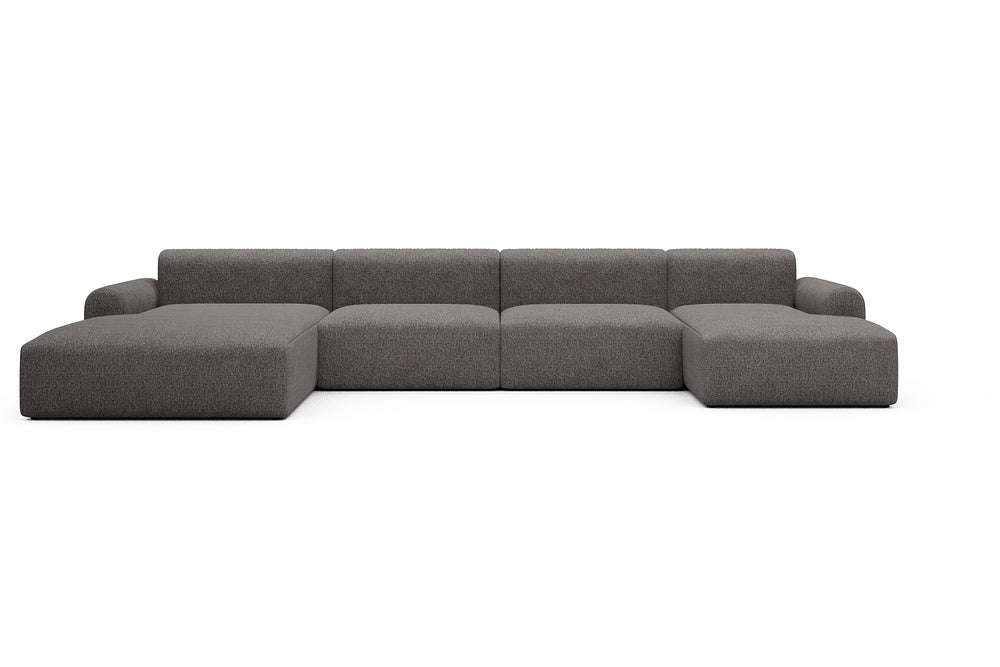 Rund Casual Modular Sofa - Configurations 2 - U4L - 406 x 188 cm - Chaise + 2,5 Seater + Chaise - 772 Carreno Salt & Pepper