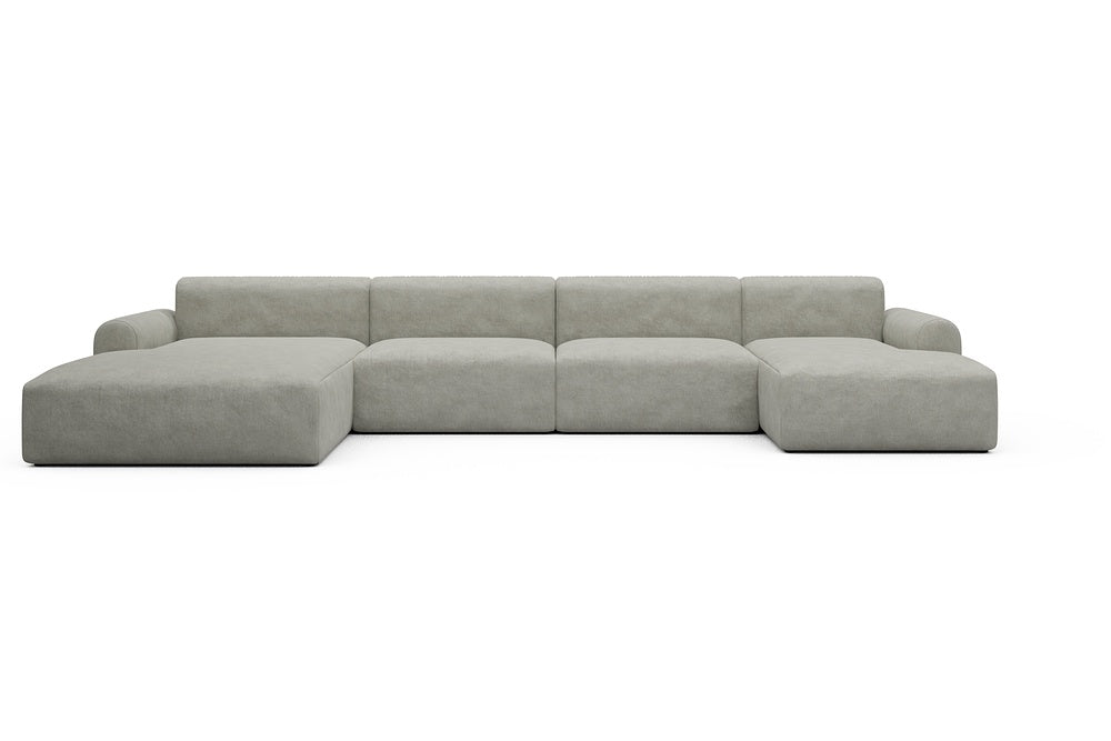 Rund Casual Modular Sofa - Configurations 2 - U4L - 406 x 188 cm - Chaise + 2,5 Seater + Chaise - 773 Carreno Moon Stone White
