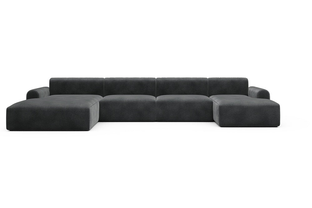 Rund Casual Modular Sofa - Configurations 2 - U4L - 406 x 188 cm - Chaise + 2,5 Seater + Chaise - 811 Smooth Deep Warm Grey