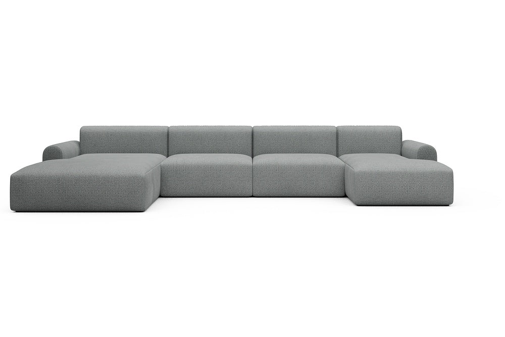 Rund Casual Modular Sofa - Configurations 2 - U4L - 406 x 188 cm - Chaise + 2,5 Seater + Chaise - 819 Aivi Gravel Grey