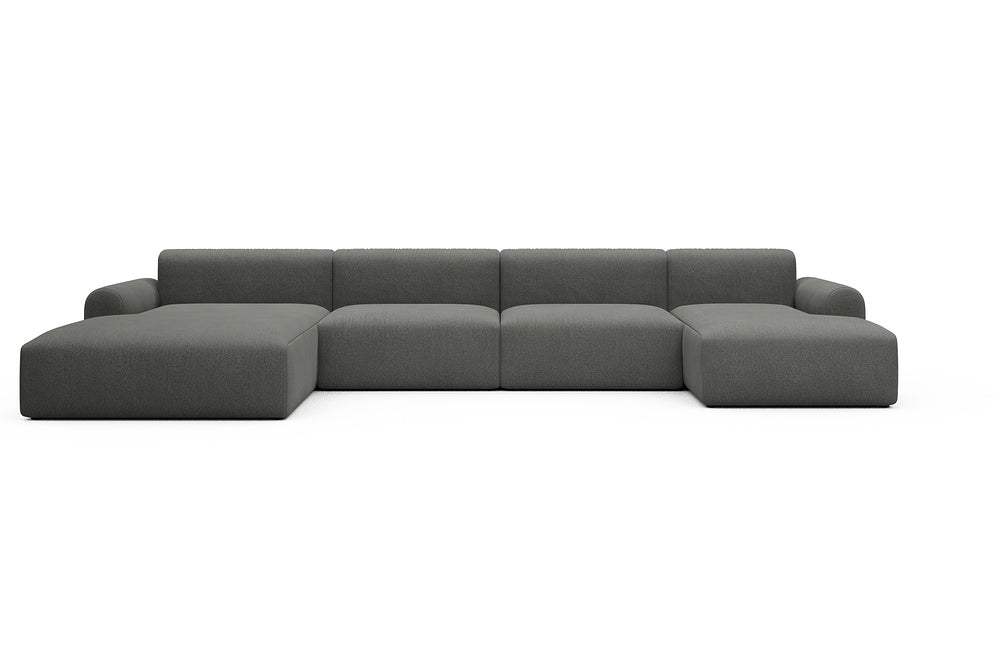 Rund Casual Modular Sofa - Configurations 2 - U4L - 406 x 188 cm - Chaise + 2,5 Seater + Chaise - 852 Mahoga Seal Grey
