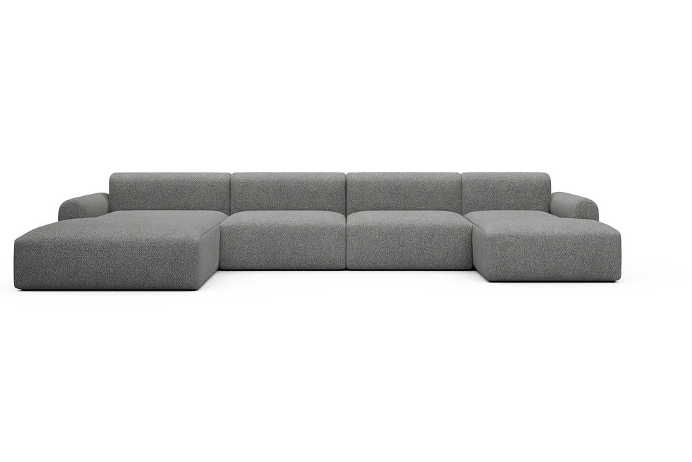 Rund Casual Modular Sofa - Configurations 2 - U4L - 406 x 188 cm - Chaise + 2,5 Seater + Chaise - 868 Vanora Warm Grey