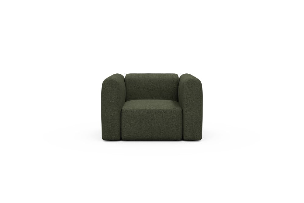 Rund Modular Sofa - Configurations 2 - A1H - 123 x 97 cm - 1.5 Seater - 535 Bouclé Forest Green
