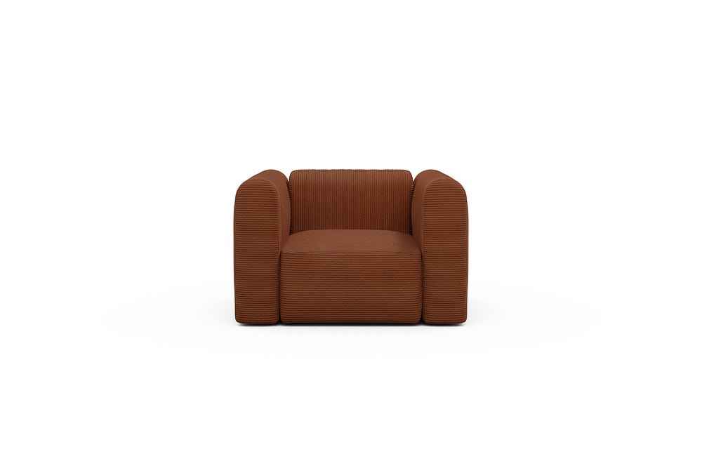 Rund Modular Sofa - Configurations 2 - A1H - 123 x 97 cm - 1.5 Seater - 595 Corduroy Burnt-Orange