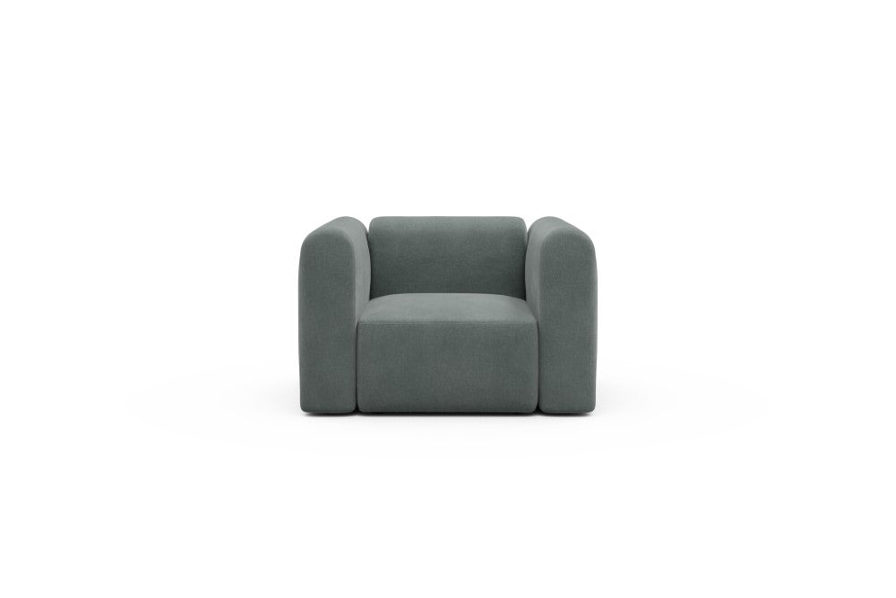 Rund Modular Sofa - Configurations 2 - A1H - 123 x 97 cm - 1.5 Seater - 812 Smooth Smooth Silver Grey
