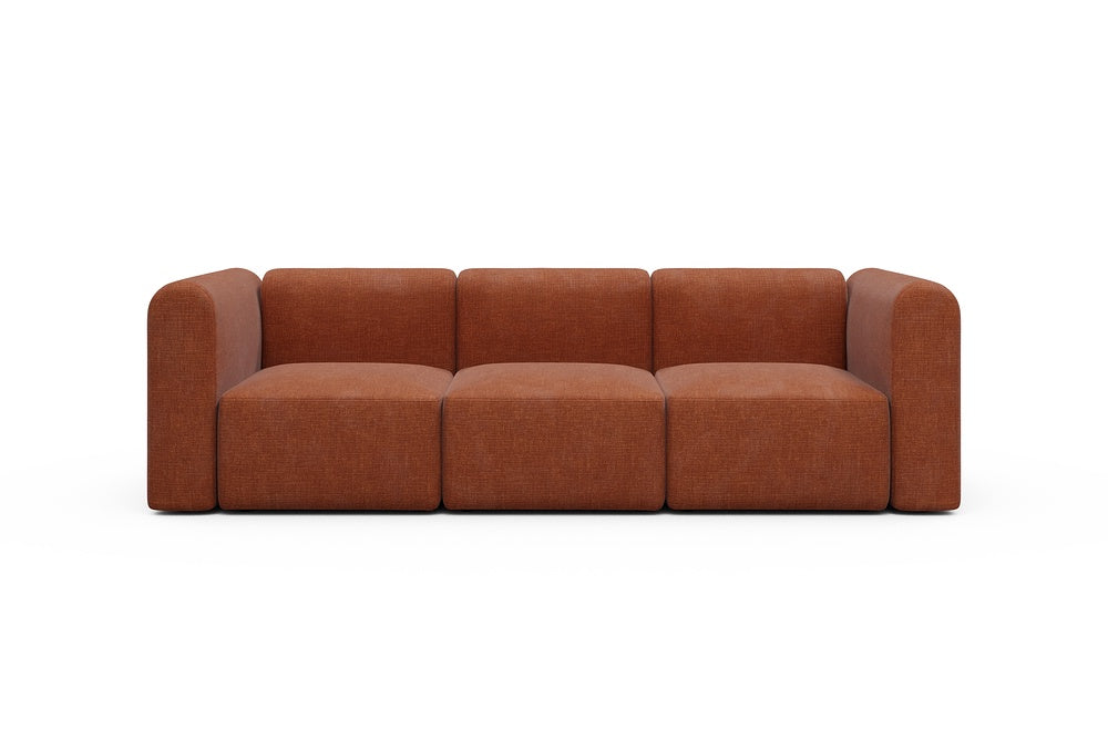 Rund Modular Sofa - Configurations 1 - A3H - 266 x 97 cm - 3 Seater - 412 Esina Rust Orange