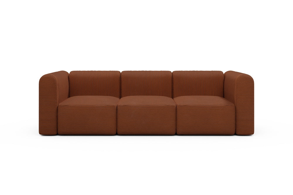 Rund Modular Sofa - Configurations 1 - A3H - 266 x 97 cm - 3 Seater - 595 Corduroy Burnt-Orange