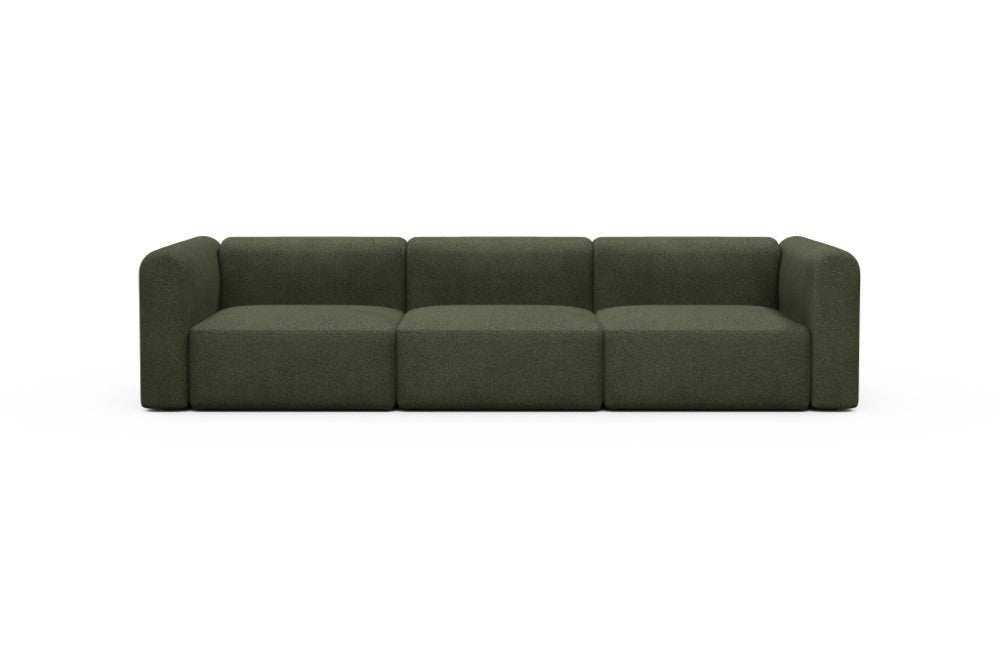 Rund Modular Sofa - Configurations 1 - B3H - 335 x 97 cm - 3,5 Seater - 535 Bouclé Forest Green