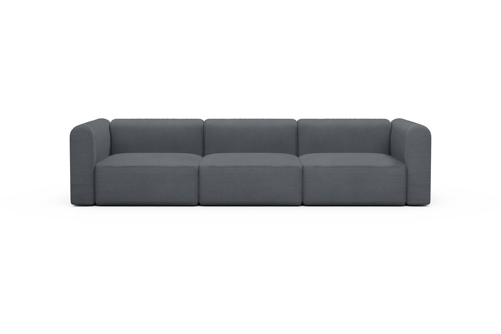 Rund Modular Sofa - Configurations 1 - B3H - 335 x 97 cm - 3,5 Seater - 592 Corduroy Silvermist