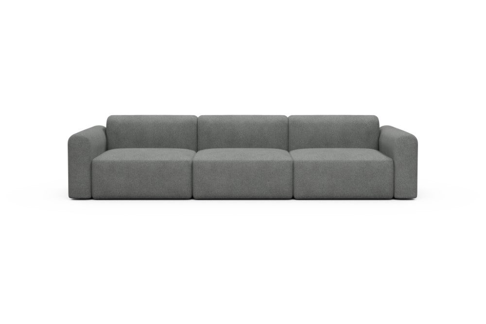 Rund Modular Sofa - Configurations 1 - B3L - 335 x 97 cm - 3,5 Seater - 533 Bouclé Ash Grey
