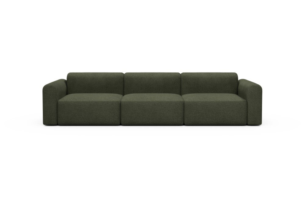 Rund Modular Sofa - Configurations 1 - B3L - 335 x 97 cm - 3,5 Seater - 535 Bouclé Forest Green