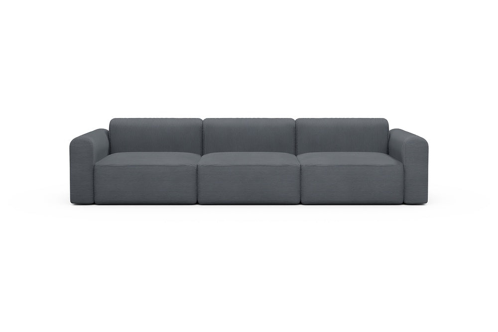 Rund Modular Sofa - Configurations 1 - B3L - 335 x 97 cm - 3,5 Seater - 592 Corduroy Silvermist