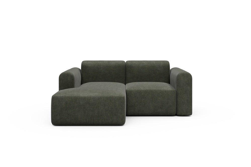 Rund Modular Sofa - Configurations 1 - C1L - 194 x 97 cm - Chaise + 1 Seater - 413 Esina Olive Green