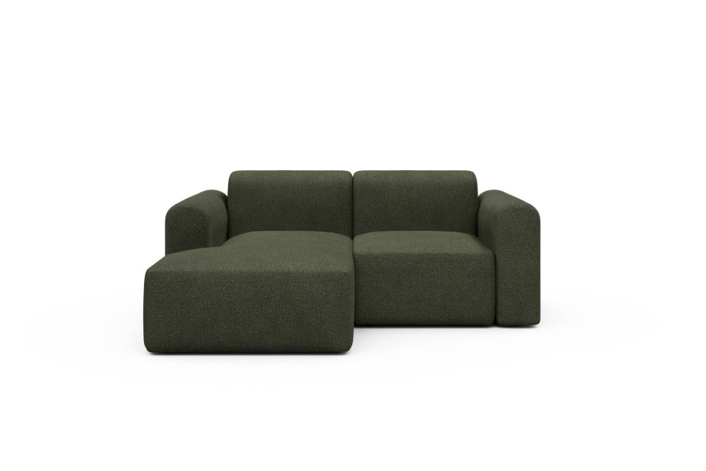 Rund Modular Sofa - Configurations 1 - C1L - 194 x 97 cm - Chaise + 1 Seater - 535 Bouclé Forest Green
