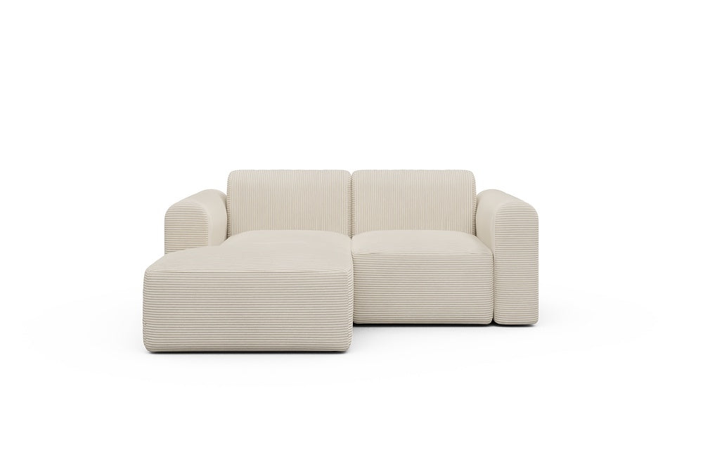 Rund Modular Sofa - Configurations 1 - C1L - 194 x 97 cm - Chaise + 1 Seater - 594 Corduroy Ivory