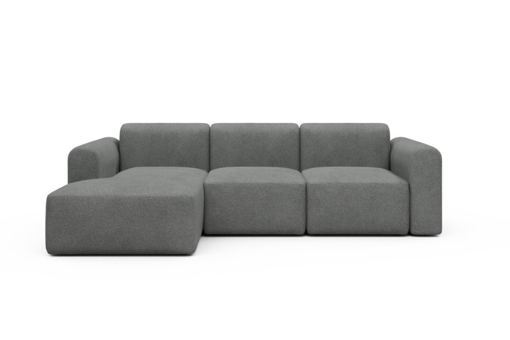Rund Modular Sofa - Configurations 1 - C2L - 194 x 152 cm - 1 Seater + Chaise - 533 Bouclé Ash Grey