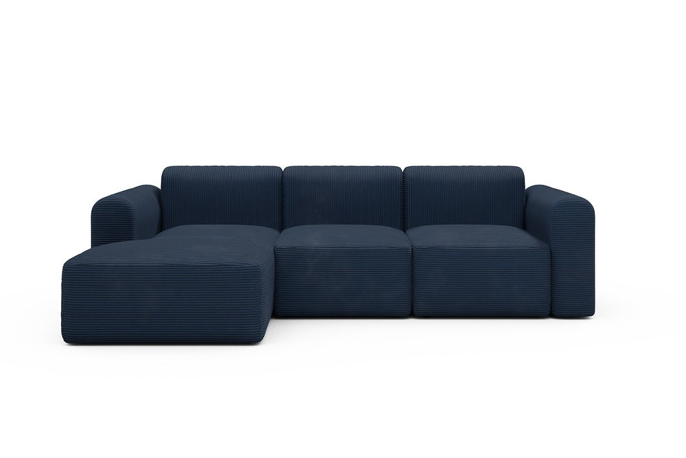 Rund Modular Sofa - Configurations 1 - C2L - 194 x 152 cm - 1 Seater + Chaise - 591 Corduroy Midnight-Blue