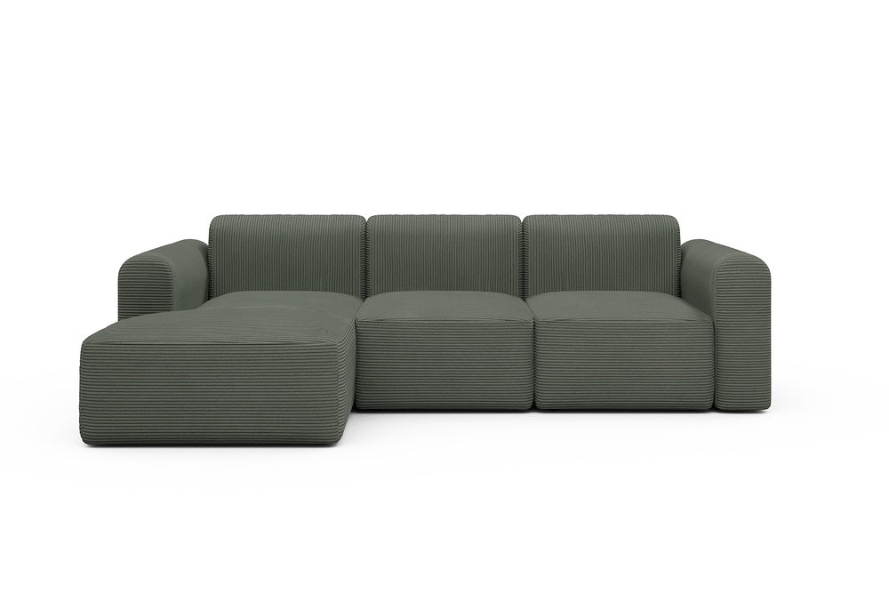 Rund Modular Sofa - Configurations 1 - C2L - 194 x 152 cm - 1 Seater + Chaise - 598 Corduroy Sage