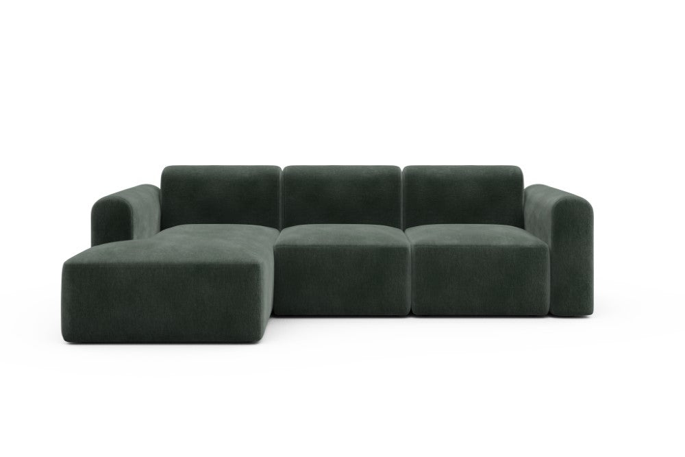 Rund Modular Sofa - Configurations 1 - C2L - 194 x 152 cm - 1 Seater + Chaise - 814 Smooth Laural Green