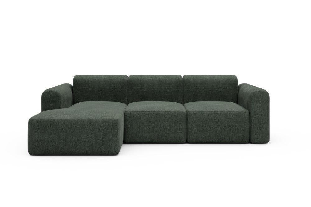 Rund Modular Sofa - Configurations 1 - C2L - 194 x 152 cm - 1 Seater + Chaise - 818 Aivi Pine Green