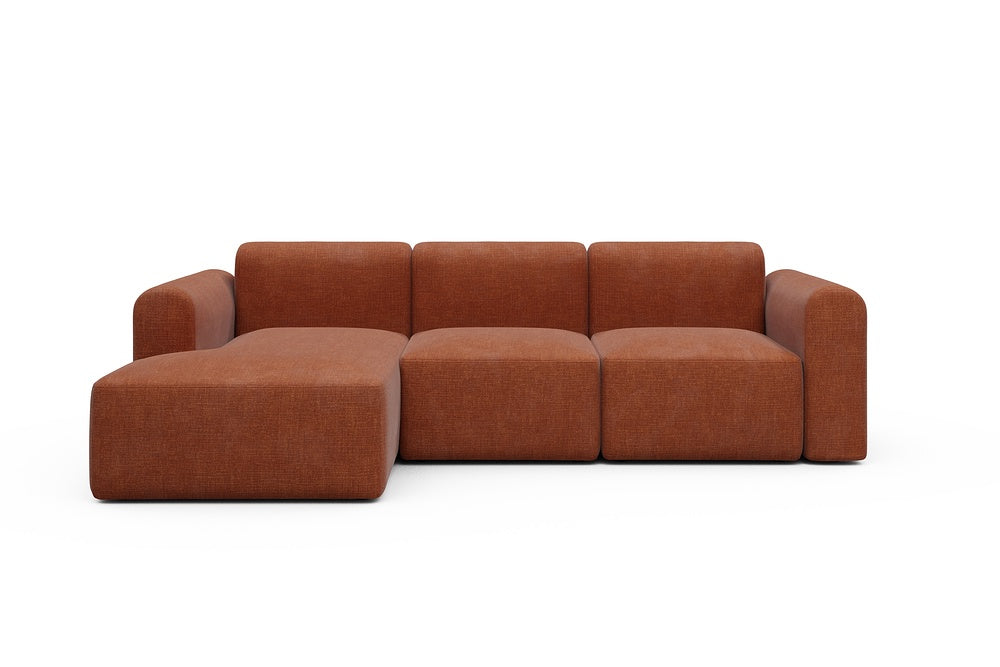 Rund Modular Sofa - Configurations 1 - C3L - 194 x 152 cm - Chaise + 2 Seater - 412 Esina Rust Orange