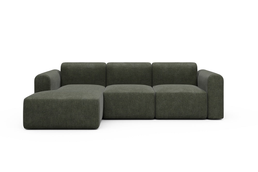 Rund Modular Sofa - Configurations 1 - C3L - 194 x 152 cm - Chaise + 2 Seater - 413 Esina Olive Green