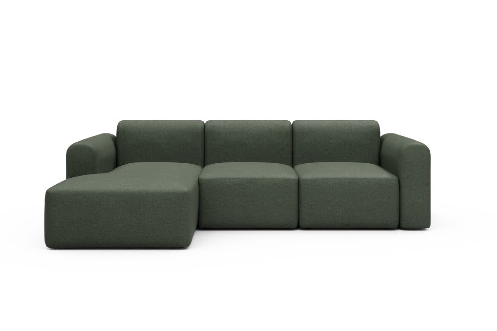 Rund Modular Sofa - Configurations 1 - C3L - 194 x 152 cm - Chaise + 2 Seater - 488 Denari Forest Green