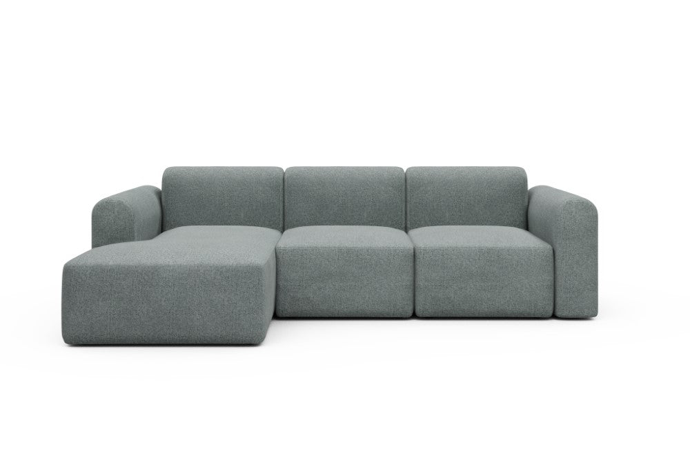 Rund Modular Sofa - Configurations 1 - C3L - 194 x 152 cm - Chaise + 2 Seater - 499 Casone Light mixed Green