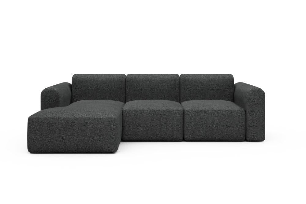 Rund Modular Sofa - Configurations 1 - C3L - 194 x 152 cm - Chaise + 2 Seater - 529 Bouclé Charcoal