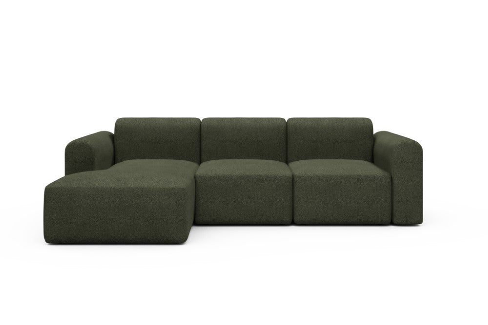 Rund Modular Sofa - Configurations 1 - C3L - 194 x 152 cm - Chaise + 2 Seater - 535 Bouclé Forest Green