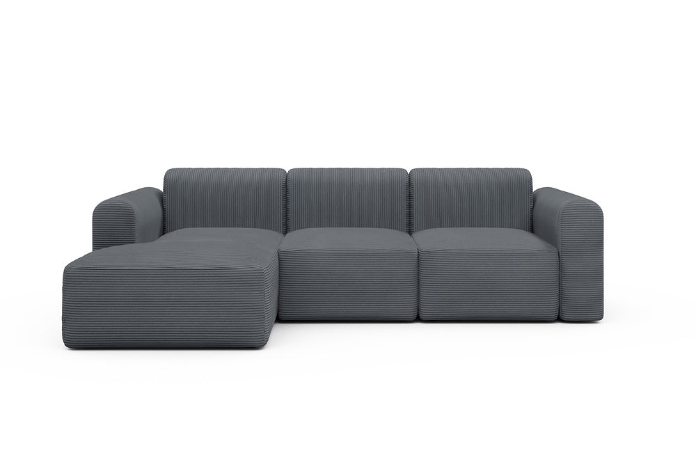 Rund Modular Sofa - Configurations 1 - C3L - 194 x 152 cm - Chaise + 2 Seater - 592 Corduroy Silvermist