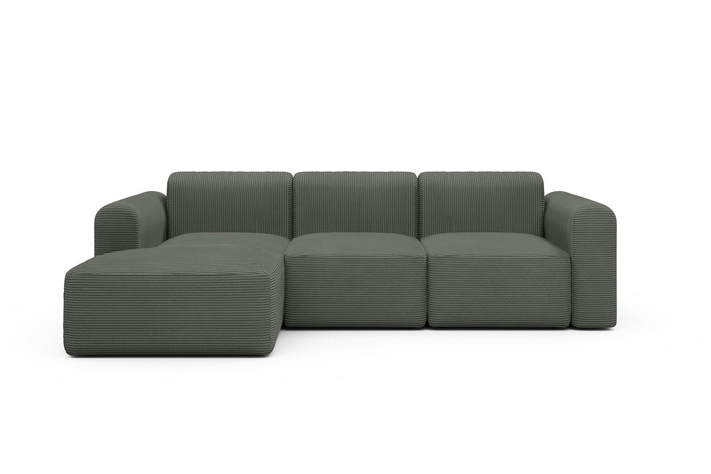 Rund Modular Sofa - Configurations 1 - C3L - 194 x 152 cm - Chaise + 2 Seater - 598 Corduroy Sage